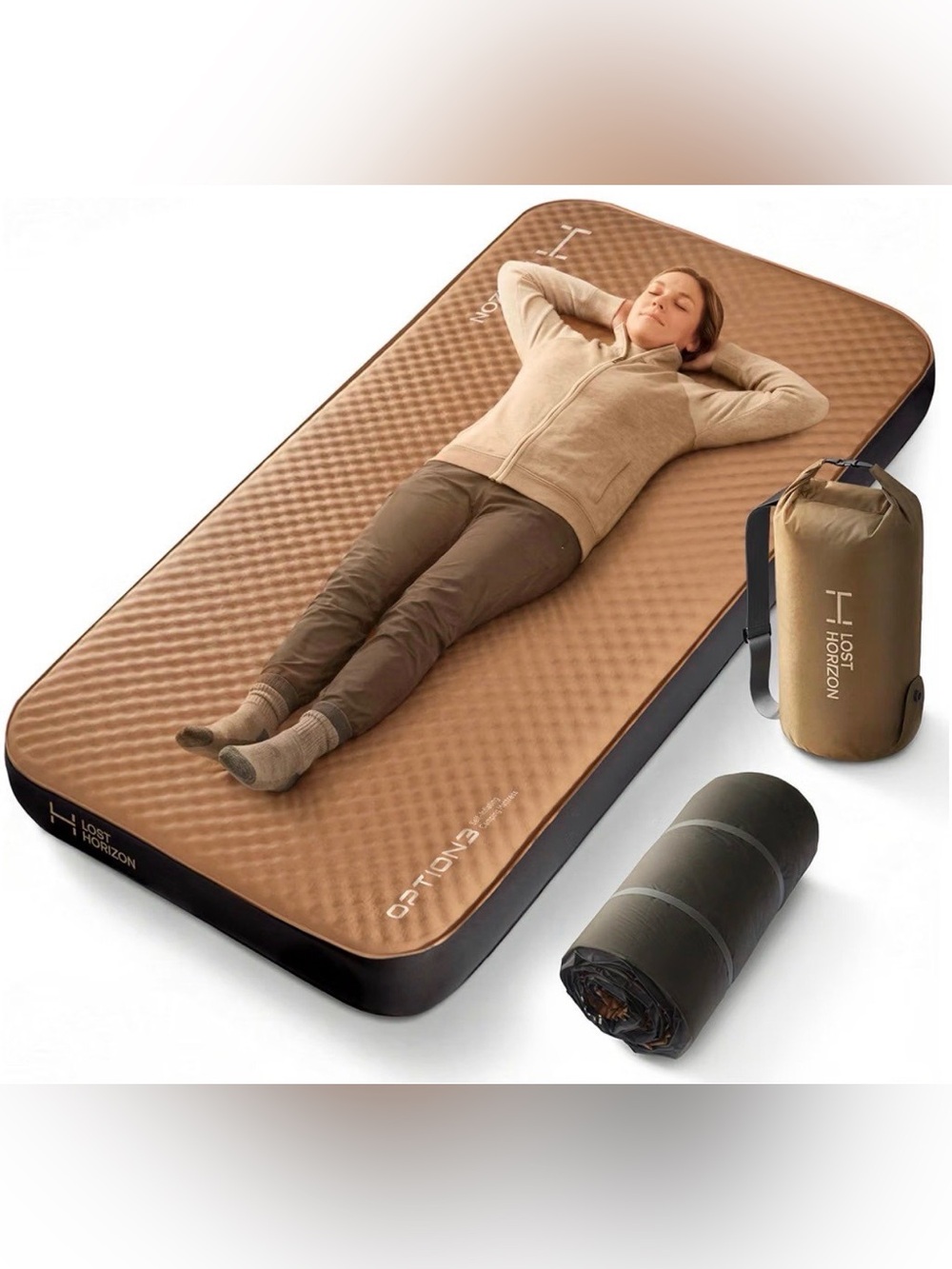 Lost Horizon Option3 Self-Inflating Foam Camping Mattress, Twin, 4.5"